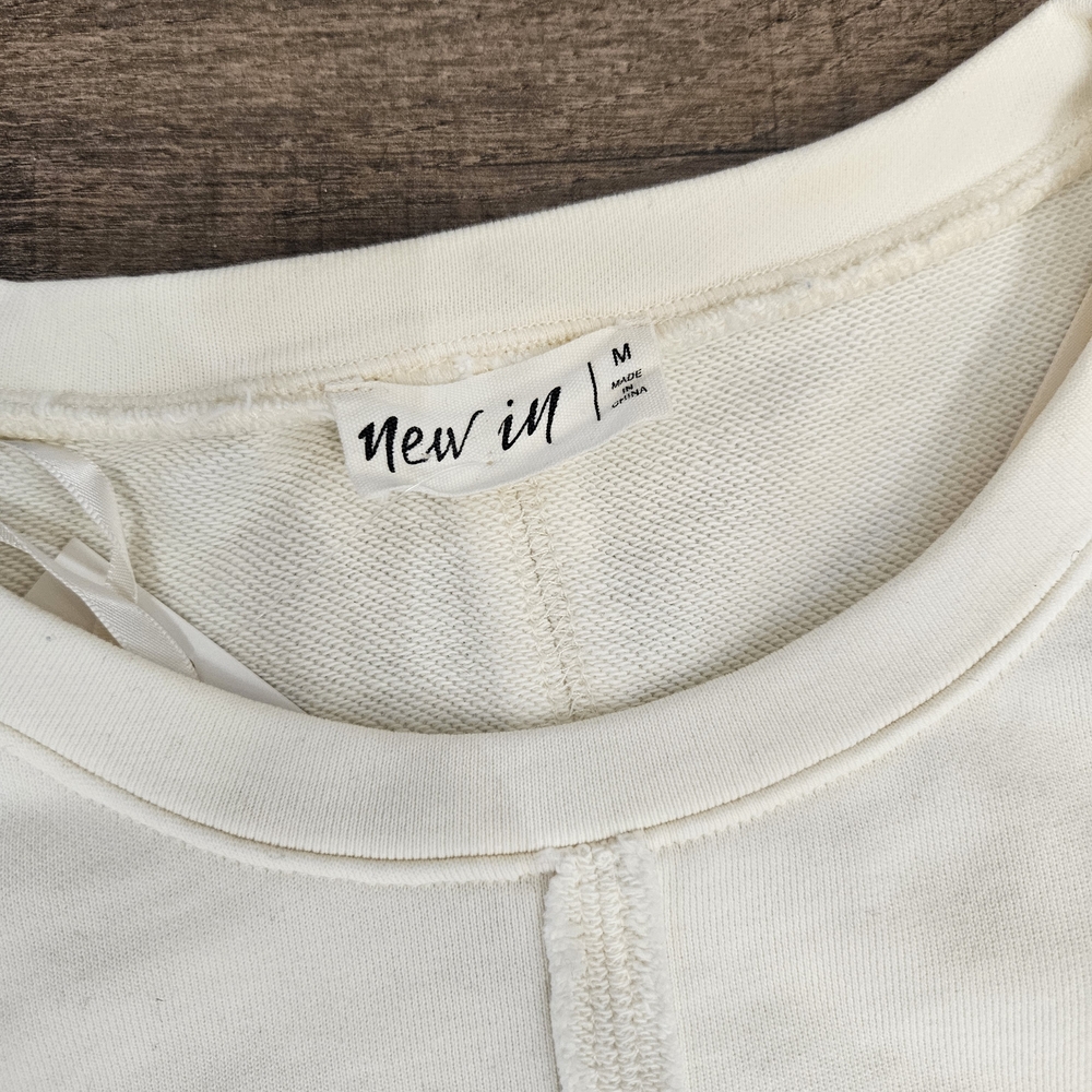 Womens Cream Denim Crewneck Sweater - Picture 4 of 5